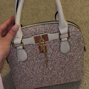 Elegant Glitter Bag with Lock Charm